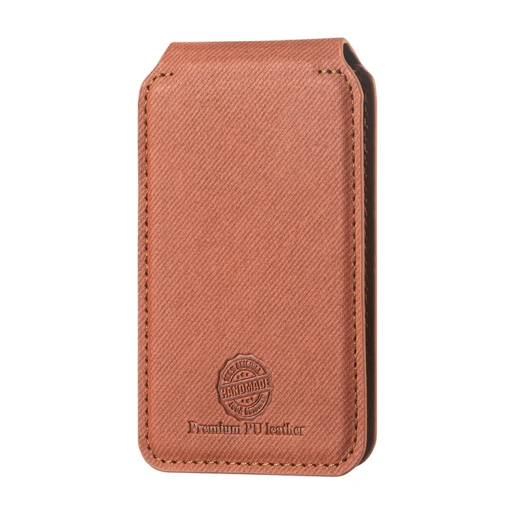 MC-W28 Porte-carte Ultra-Fin Magnétique pour Téléphone avec Blocage RFID, Motif Sergé et Support, Marron