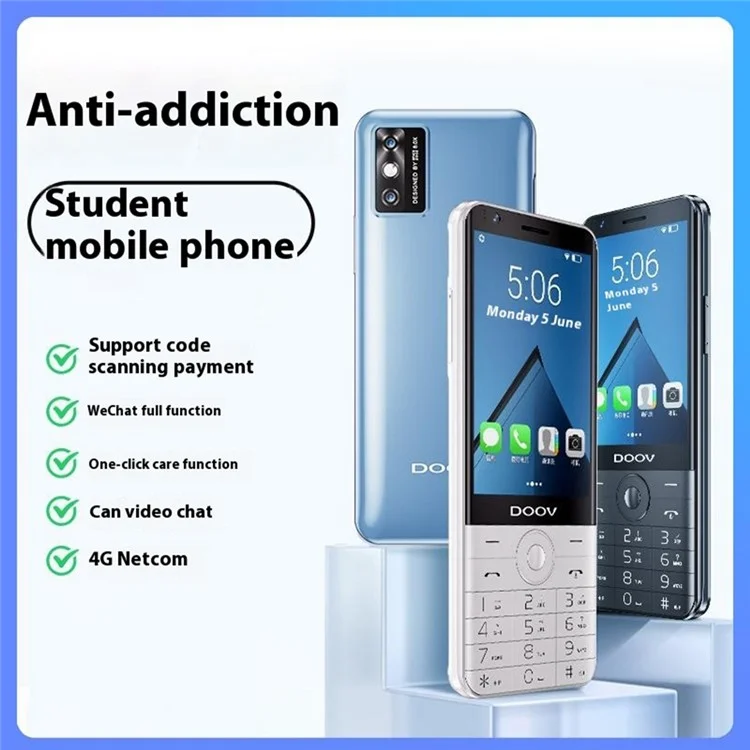 DOOV R17 Pro Smart Touch Screen 4G Mobile Phone 4GB + 64GB 3.5 Inch IPS Android Keypad Phones - Blue