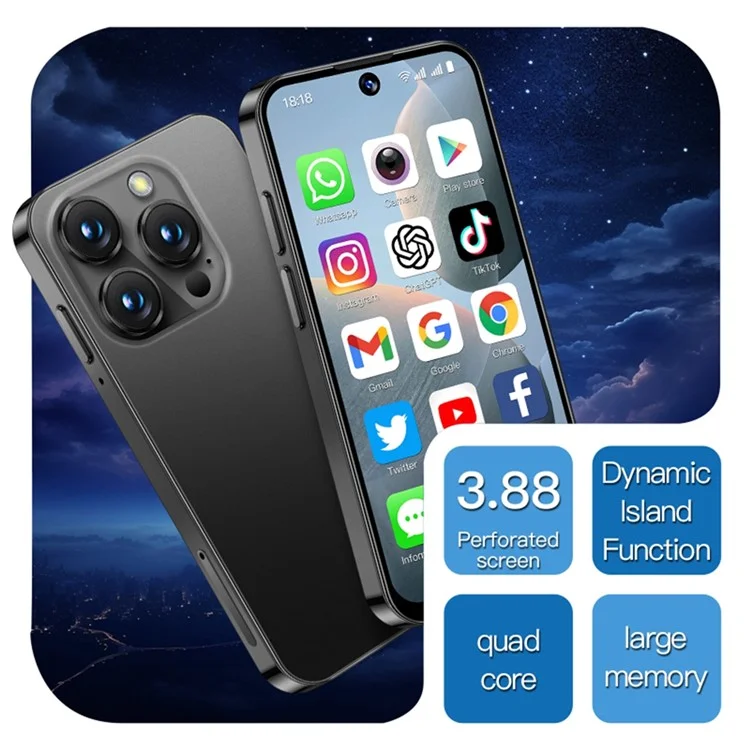 SOYES XS19 Smartphone 3,88 pollici 2GB + 16GB Android 10 Rete 3G Mini Phone - Nero