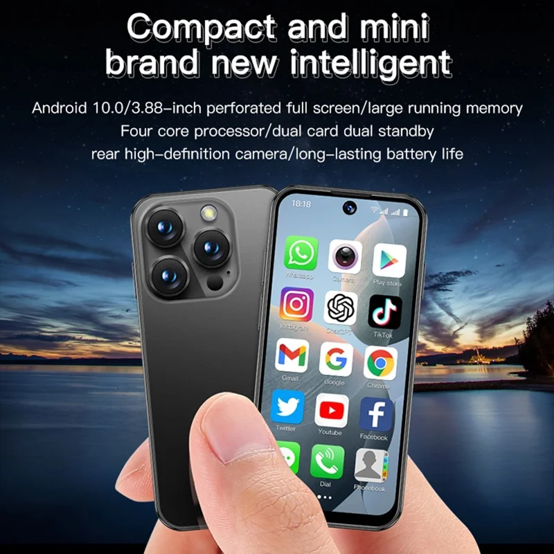 SOYES XS19 Smartphone 3,88 pollici 2GB + 16GB Android 10 Rete 3G Mini Phone - Nero