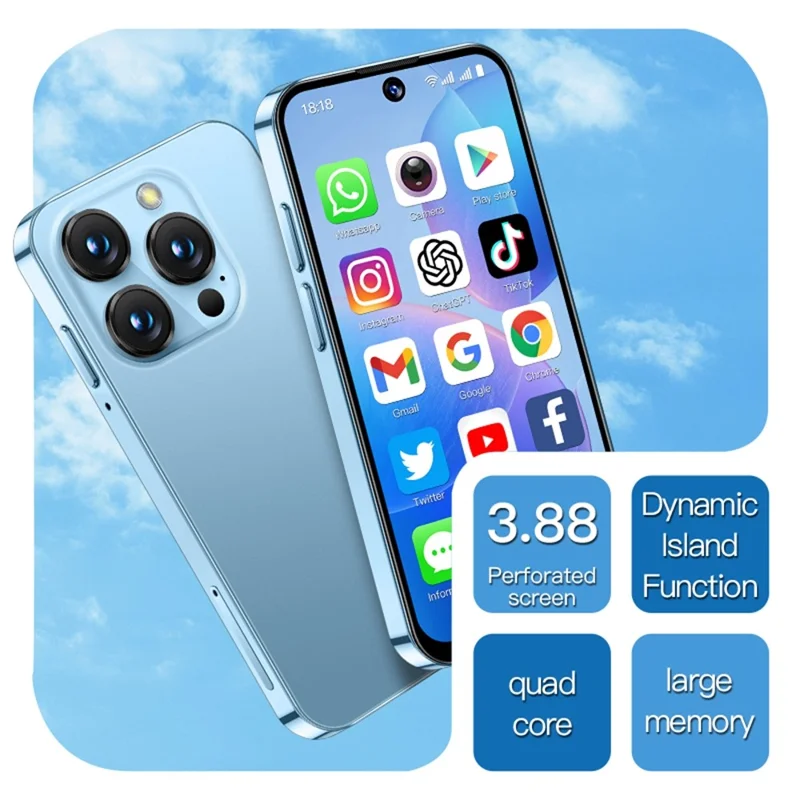 SOYES XS19 Smartphone 3.88 inch 2GB + 16GB Android 10 3G Network Mini Phone - Blue
