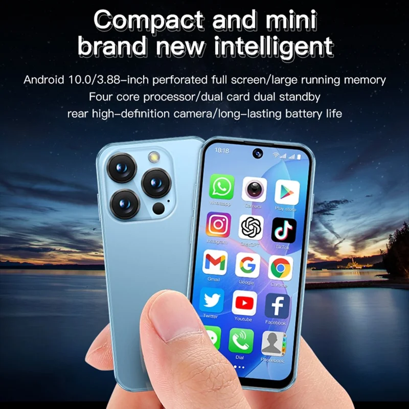 SOYES XS19 Smartphone 3.88 inch 2GB + 16GB Android 10 3G Network Mini Phone - Blue