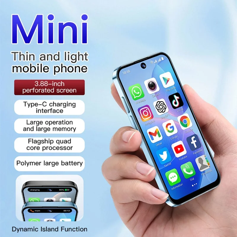 SOYES XS19 Smartphone 3.88 inch 2GB + 16GB Android 10 3G Network Mini Phone - Blue
