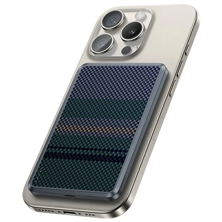 Carregador Portátil BENKS MP15 de 5000mAh com Fibra de Aramida, Carregamento Sem Fio Magnético - Cinza