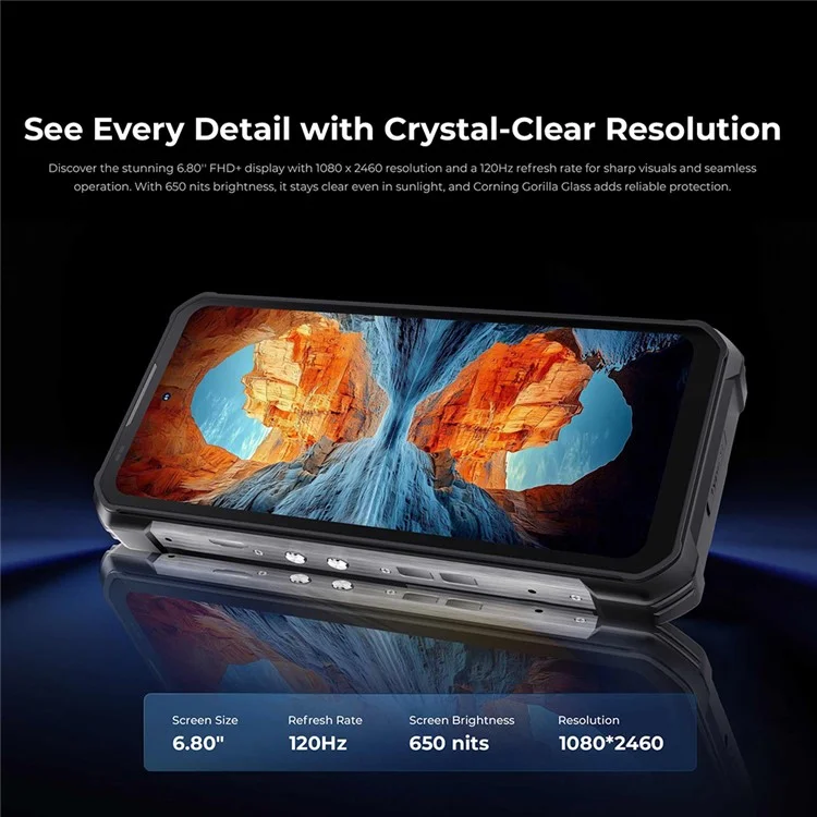 OUKITEL WP100 TITAN 5G Защищенный смартфон 6,8 дюйма Dimensity 7300 16 ГБ + 512 ГБ Аккумулятор 33000 мАч Камера 200 МП Встроенный проектор - Черный