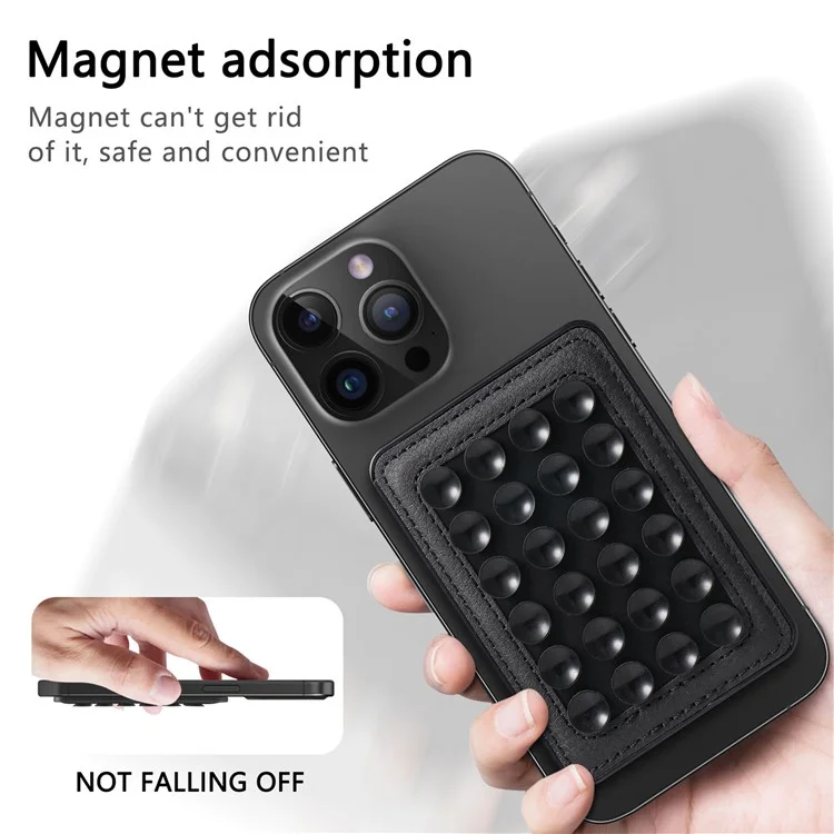 MC-W18 Magnetic Phone Back Stand Silicone Suction Cup Phone Mount - Black