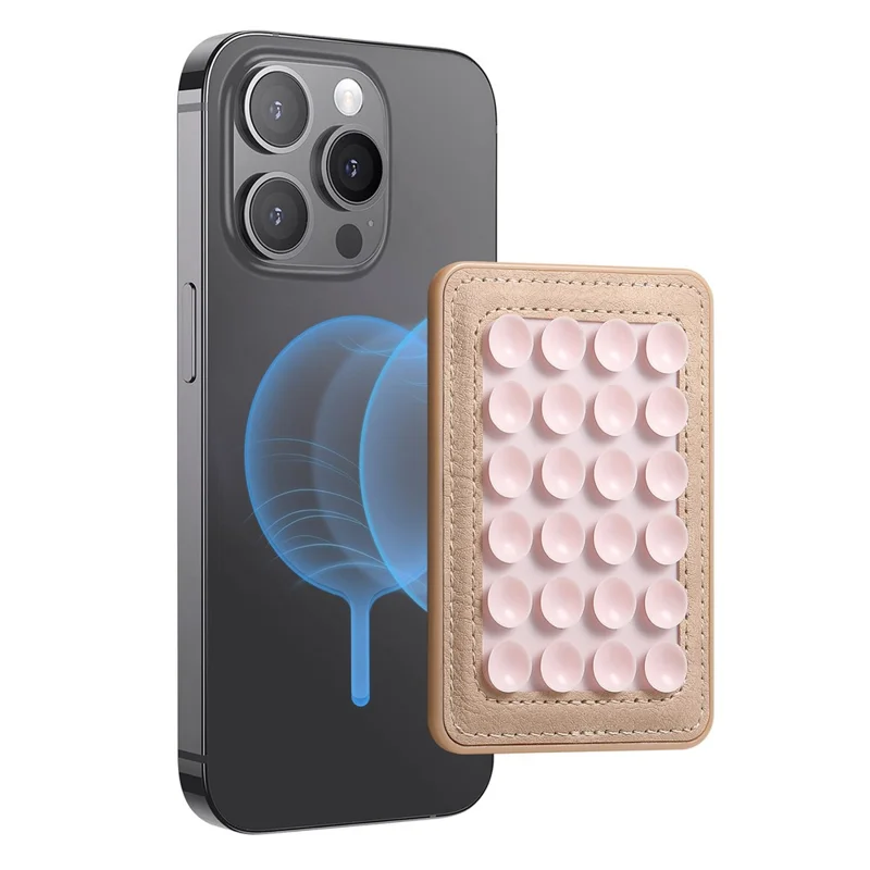 MC-W18 Magnetic Phone Back Stand Silicone Suction Cup Phone Mount - Khaki