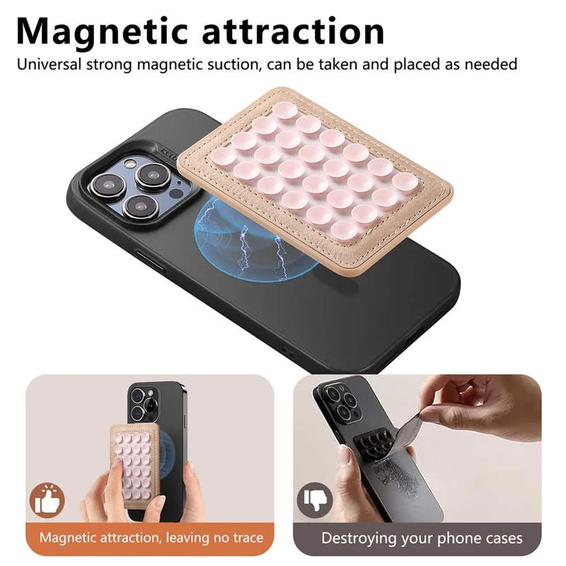 MC-W18 Magnetic Phone Back Stand Silicone Suction Cup Phone Mount - Khaki
