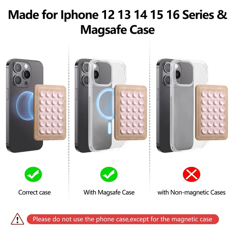 MC-W18 Magnetic Phone Back Stand Silicone Suction Cup Phone Mount - Khaki