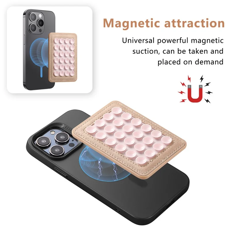 MC-W18 Magnetic Phone Back Stand Silicone Suction Cup Phone Mount - Khaki