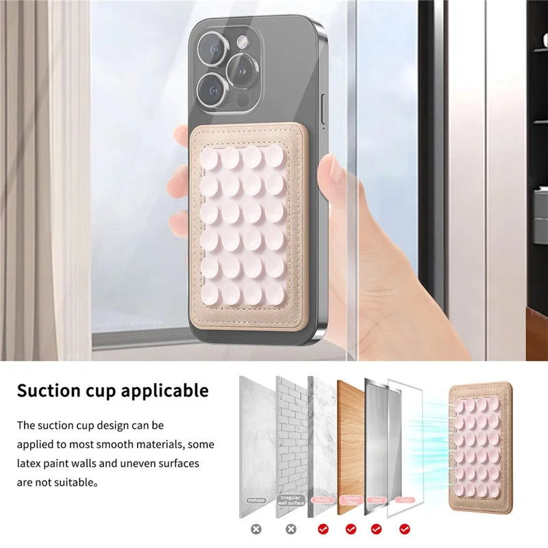 MC-W18 Magnetic Phone Back Stand Silicone Suction Cup Phone Mount - Khaki