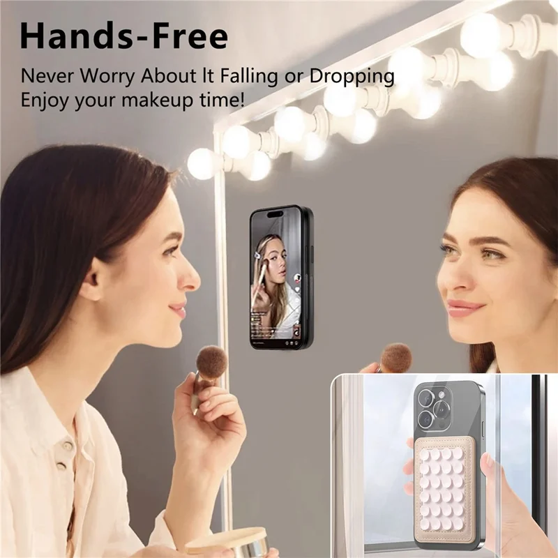 MC-W18 Magnetic Phone Back Stand Silicone Suction Cup Phone Mount - Khaki