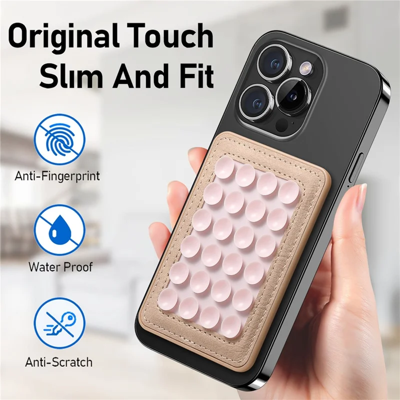 MC-W18 Magnetic Phone Back Stand Silicone Suction Cup Phone Mount - Khaki