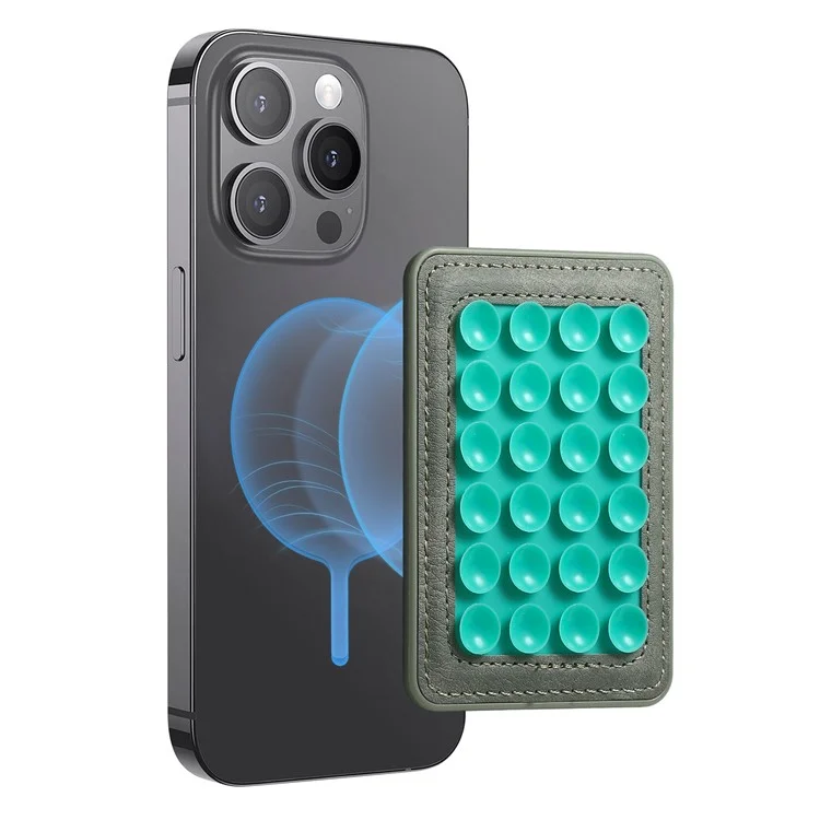 MC-W18 Magnetic Phone Back Stand Silicone Suction Cup Phone Mount - Green