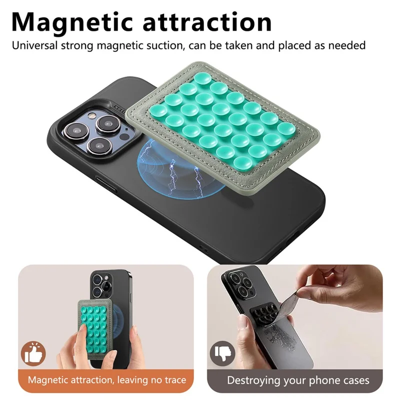 MC-W18 Magnetic Phone Back Stand Silicone Suction Cup Phone Mount - Green