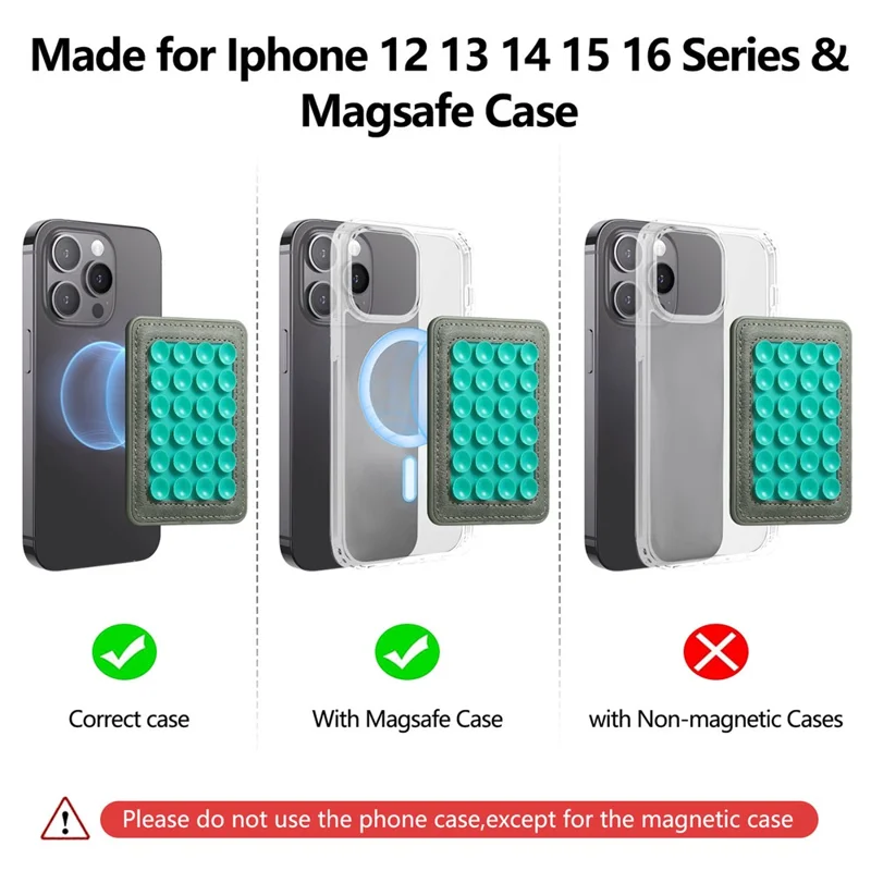 MC-W18 Magnetic Phone Back Stand Silicone Suction Cup Phone Mount - Green