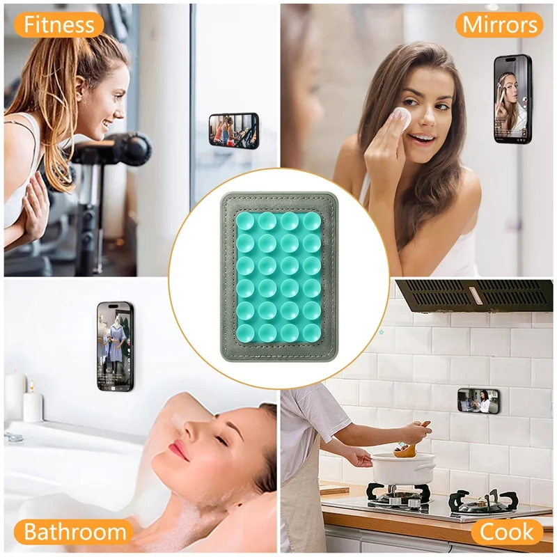 MC-W18 Magnetic Phone Back Stand Silicone Suction Cup Phone Mount - Green