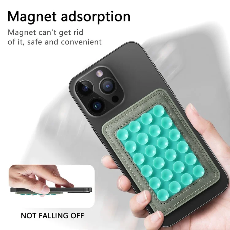 MC-W18 Magnetic Phone Back Stand Silicone Suction Cup Phone Mount - Green