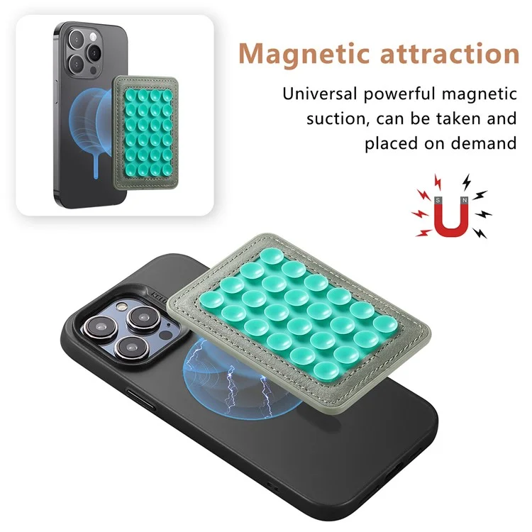 MC-W18 Magnetic Phone Back Stand Silicone Suction Cup Phone Mount - Green
