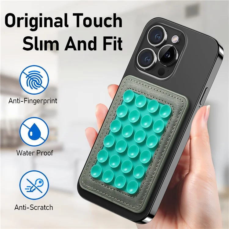 MC-W18 Magnetic Phone Back Stand Silicone Suction Cup Phone Mount - Green