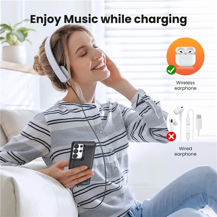 TY-118 For Samsung Galaxy S24 Ultra 10000mAh Battery Case Power Bank Portable Charger Protective Cover