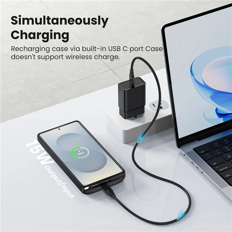 TY-118 For Samsung Galaxy S24 Ultra 10000mAh Battery Case Power Bank Portable Charger Protective Cover