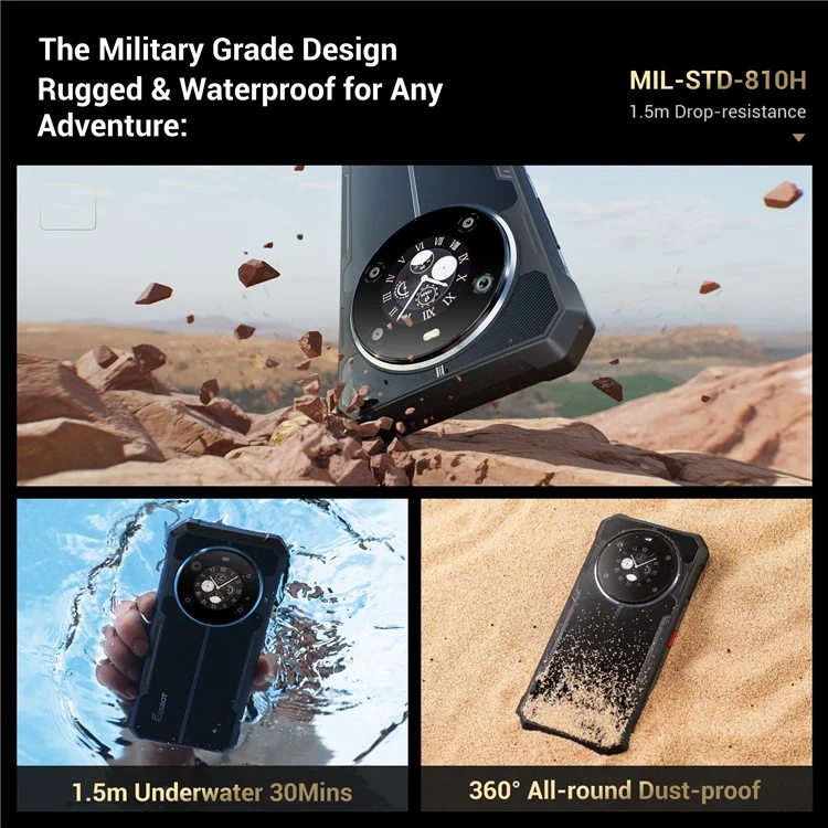 FOSSIBOT F109S 6.745 inch Rugged Smartphone Android 15 6GB + 256GB 10600mAh Battery 50MP Camera, NFC