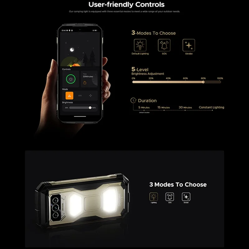DOOGEE V MAX S 5G Smartphone Resistente 6,58 pulgadas Dimensity 7050 8GB + 256GB Batería de 22000mAh Cámara de 108MP Android 14 - Tono Desgastado