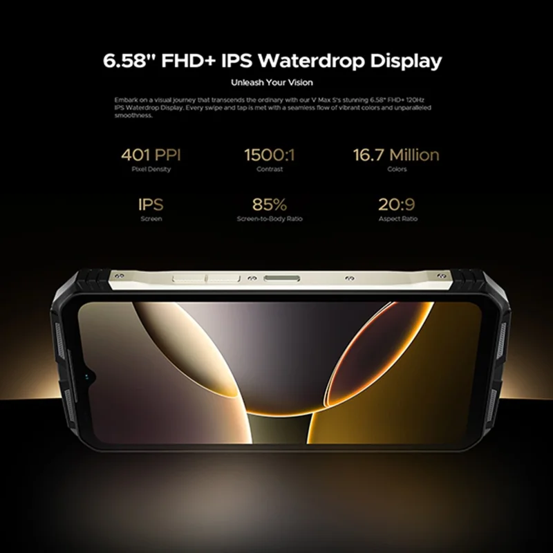 DOOGEE V MAX S 5G Smartphone Resistente 6,58 pulgadas Dimensity 7050 8GB + 256GB Batería de 22000mAh Cámara de 108MP Android 14 - Tono Desgastado