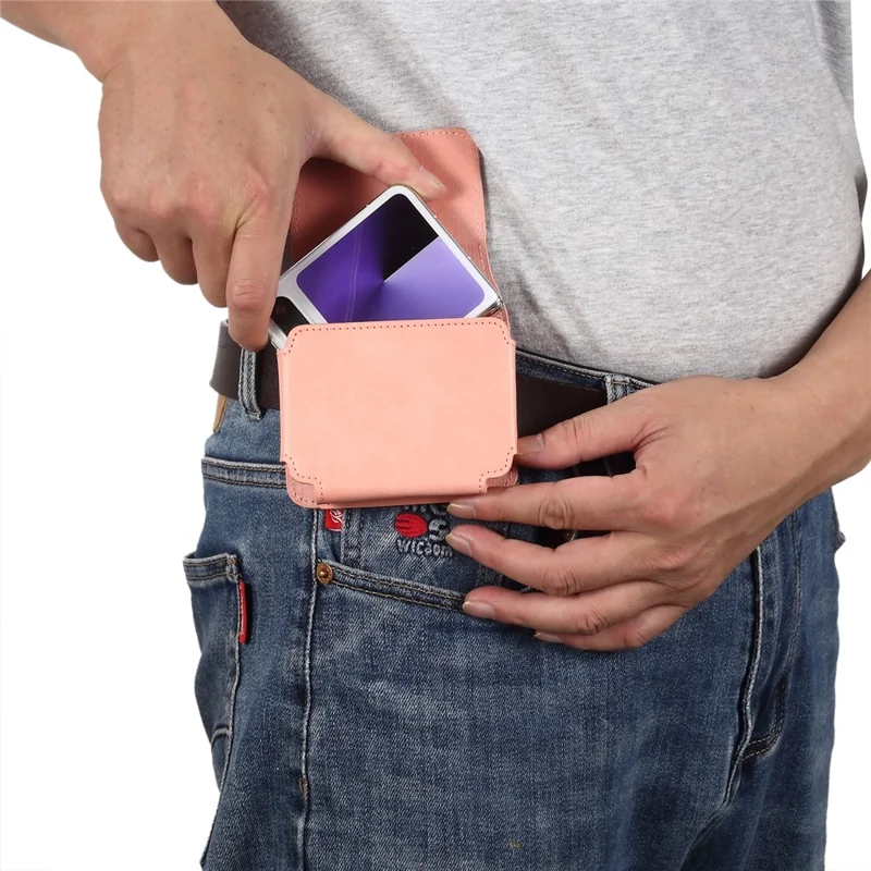 Custodia pieghevole universale per smartphone con clip da cintura per Huawei Pura X - Rosa