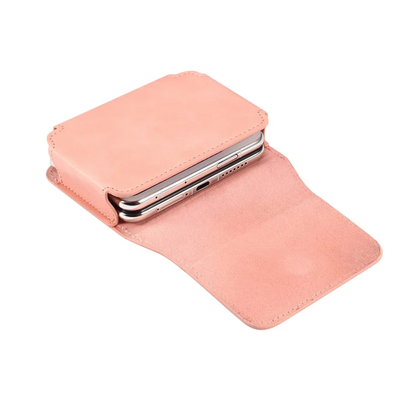 Custodia pieghevole universale per smartphone con clip da cintura per Huawei Pura X - Rosa