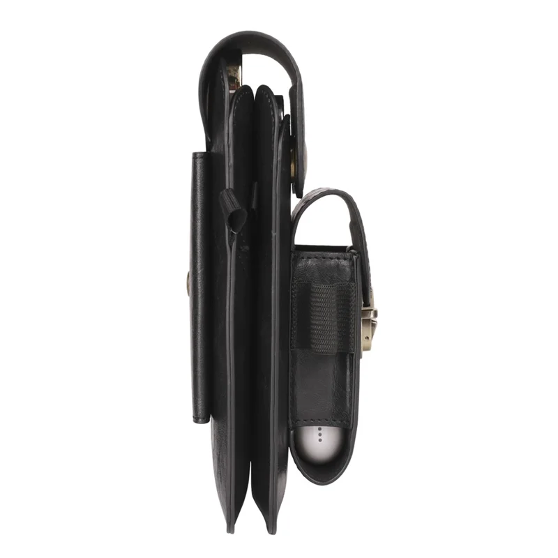 Bolsa Transversal de 6,7 Polegadas para Celular, Pochete de Couro com Alça de Ombro - Preto