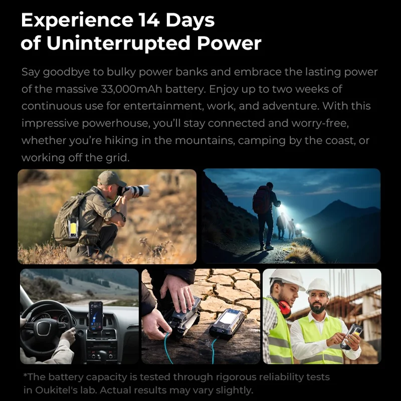 OUKITEL WP100 Rugged Smartphone 6.8 inch 5G Dimensity 7300 12GB + 512GB 33000mAh Battery 200MP Camera Laser Rangefinder