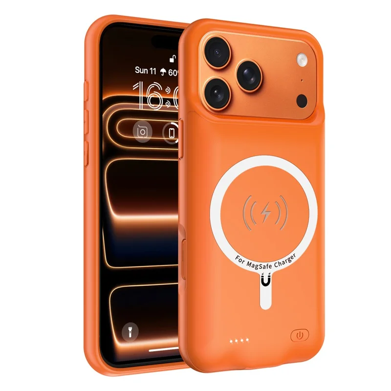 A29S For iPhone 17 Pro Phone Charger Battery Case Soft Edge 6000mAh Power Bank Compatible with MagSafe - Orange