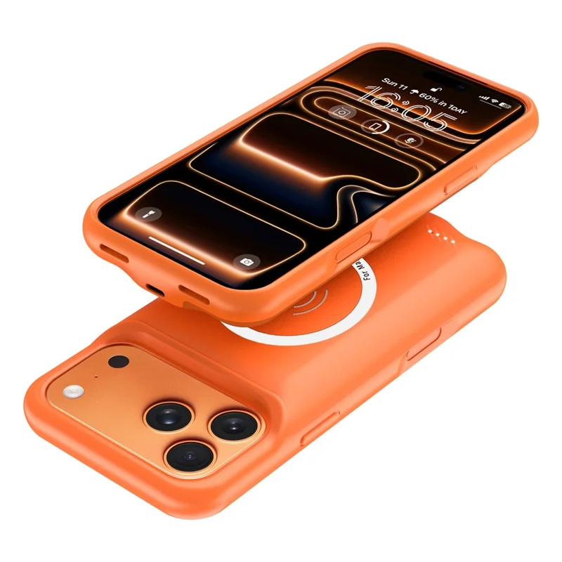A29S For iPhone 17 Pro Phone Charger Battery Case Soft Edge 6000mAh Power Bank Compatible with MagSafe - Orange
