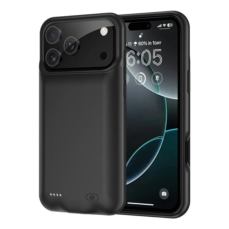 B29S For iPhone 17 Pro Max Battery Case Soft TPU Edge 6000mAh Rechargeable Protective Back Cover