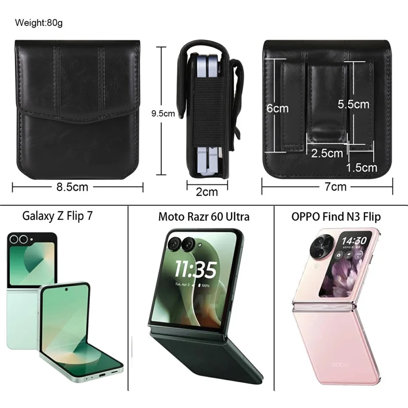 Pochette de ceinture universelle pliable pour smartphones avec bande élastique - Noir