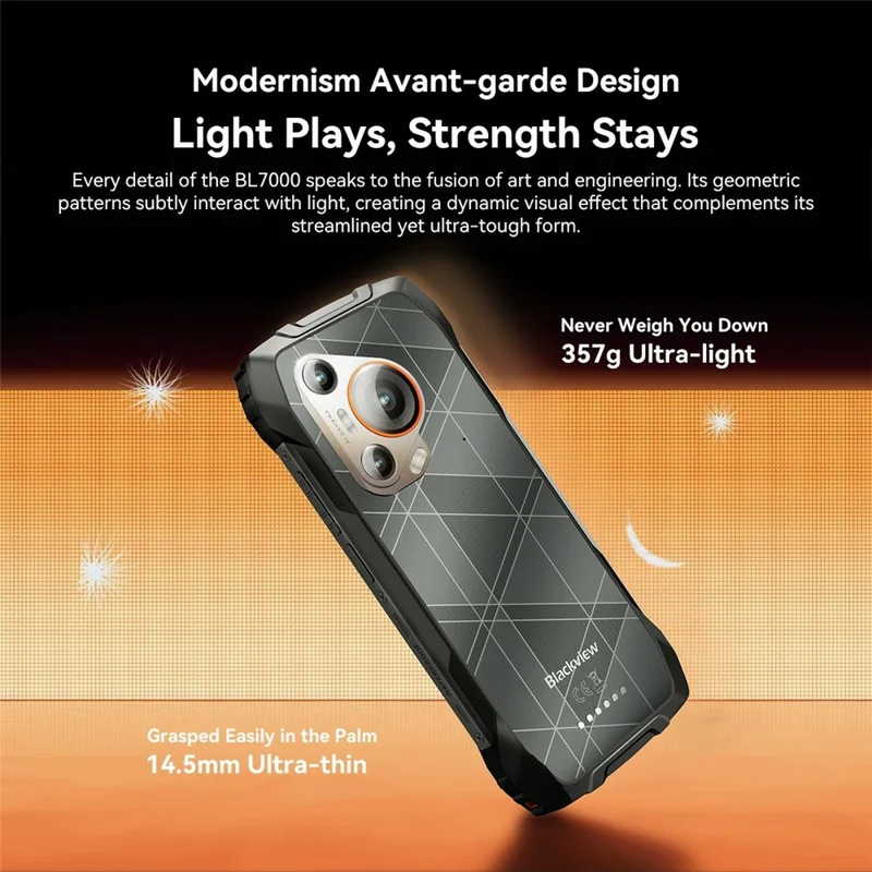 BLACKVIEW BL7000 5G AI Rugged Smartphone Android 15 Dimensity 6300 6.78 Inch Mobile Phone, 8+256GB - Orange