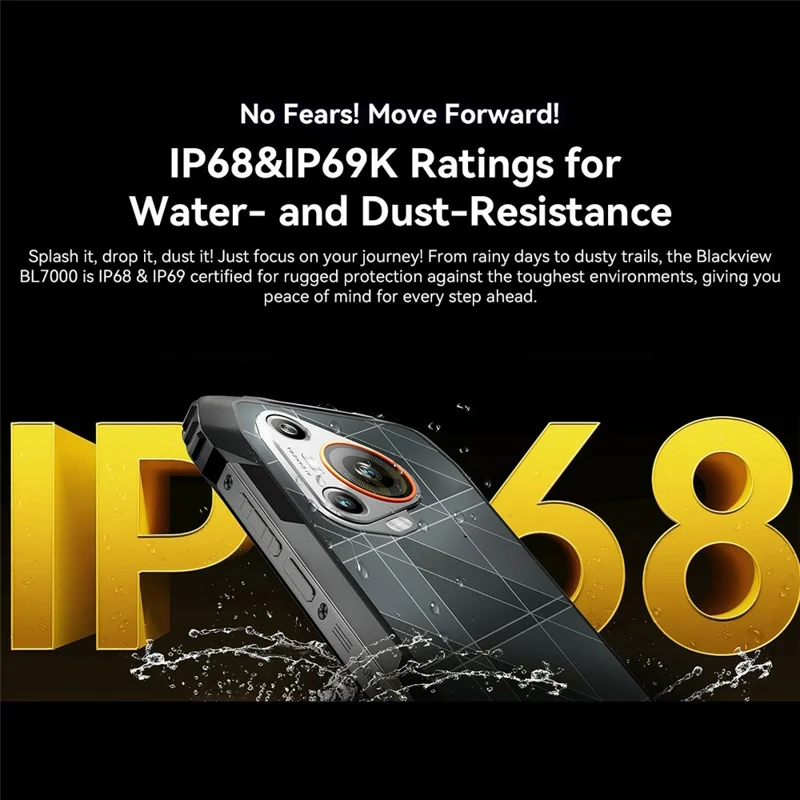BLACKVIEW BL7000 5G AI Rugged Smartphone Android 15 Dimensity 6300 6.78 Inch Mobile Phone, 8+256GB - Orange