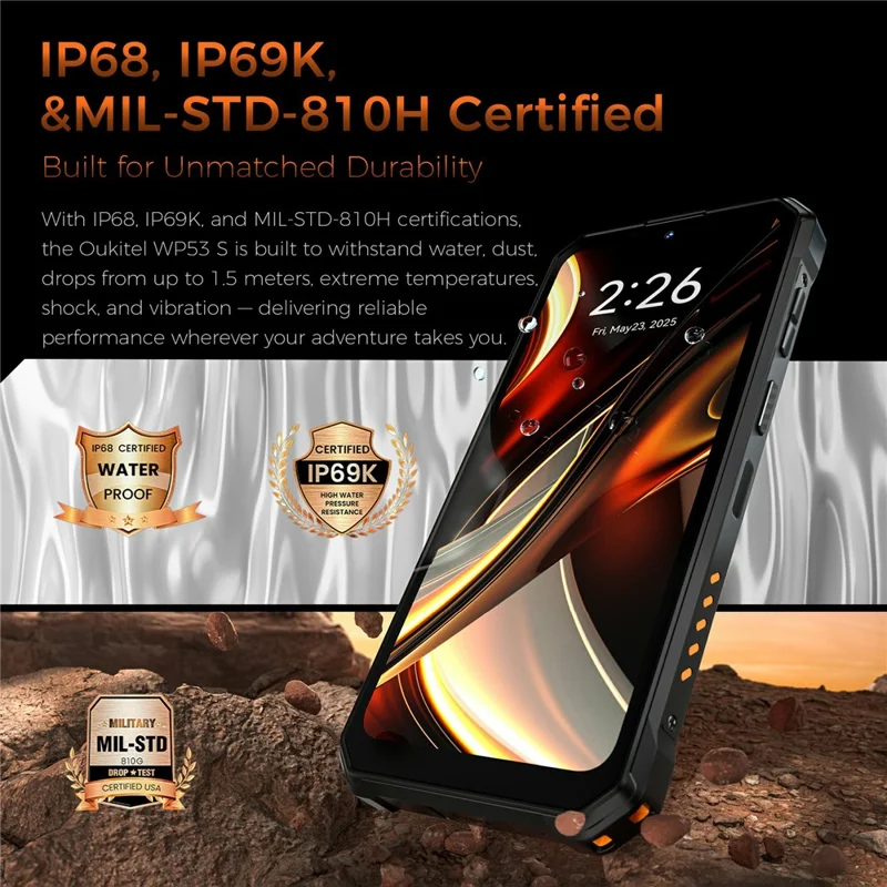 OUKITEL WP53S 4G Rugged Smartphone Unisoc T615 6.52 Inch Mobile Phone with 11000mAh Battery, 4+128GB