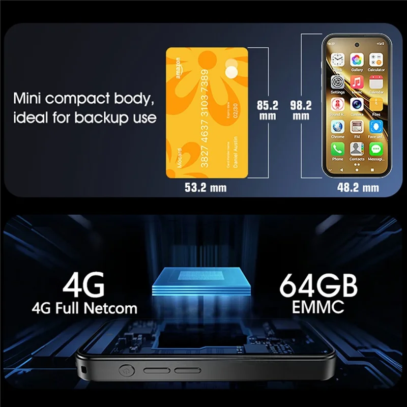 Q333 4G Mini Smartphone Dual SIM 3.97 Inch Screen Android 12.0 Mobile Phone with 2000mAh Battery, 4+64GB - Tarnish