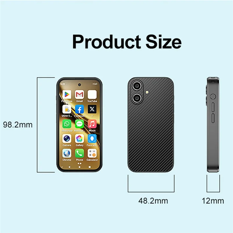 Q333 4G Mini Smartphone Dual SIM 3.97 Inch Screen Android 12.0 Mobile Phone with 2000mAh Battery, 4+64GB - Tarnish