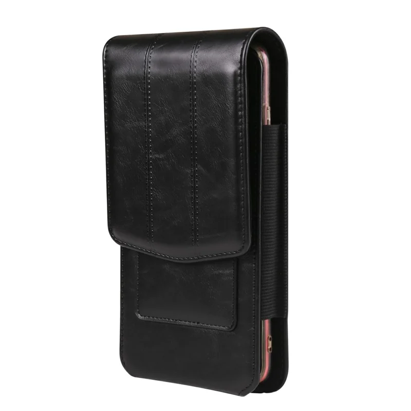Universelle Hüfttasche für Smartphones von 6,1 - 6,3 Zoll Vertikales Design Leder-Handytasche - Schwarz