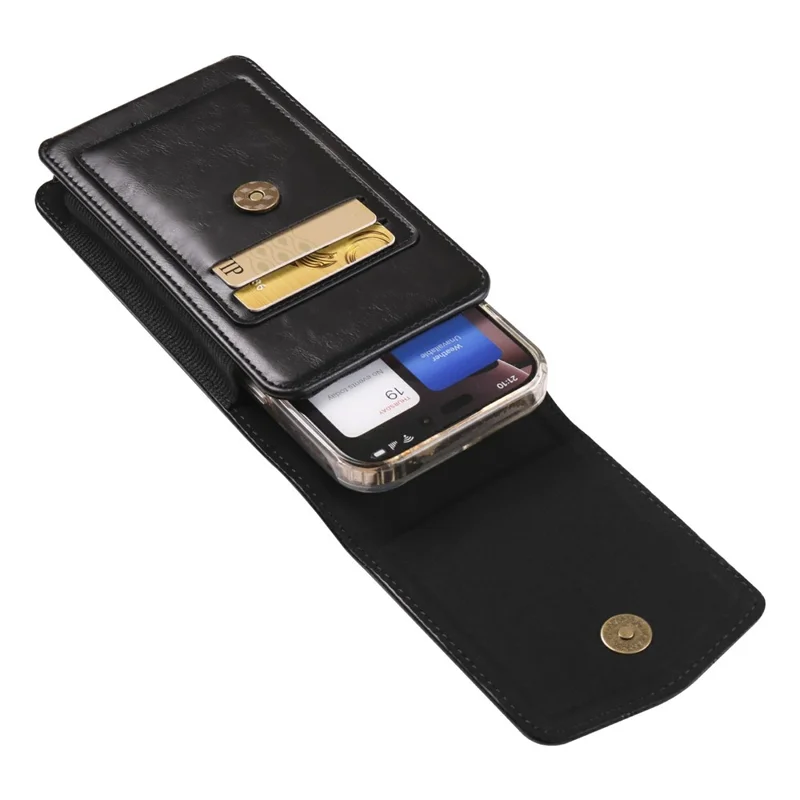Universelle Hüfttasche für Smartphones von 6,1 - 6,3 Zoll Vertikales Design Leder-Handytasche - Schwarz