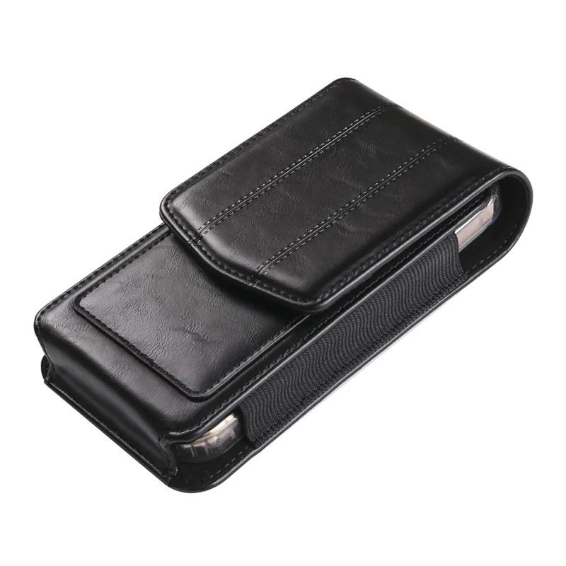 Universelle Hüfttasche für Smartphones von 6,1 - 6,3 Zoll Vertikales Design Leder-Handytasche - Schwarz