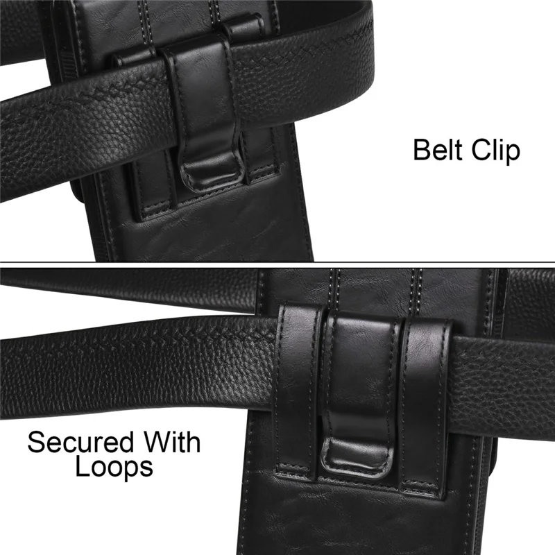 Universelle Hüfttasche für Smartphones von 6,1 - 6,3 Zoll Vertikales Design Leder-Handytasche - Schwarz