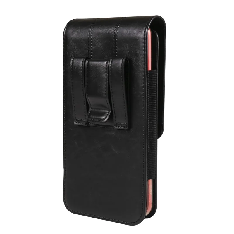 Universelle Gürteltasche für Smartphones bis 6,5 Zoll - Vertikales Design, PU-Leder Handyholster - Schwarz