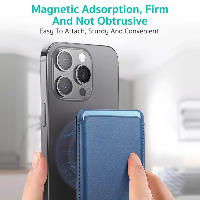 COTECI TR-052 Magnetisk kortlomme kompatibel med MagSafe stander til mobiltelefon bagkantkortlomme - Marinblå