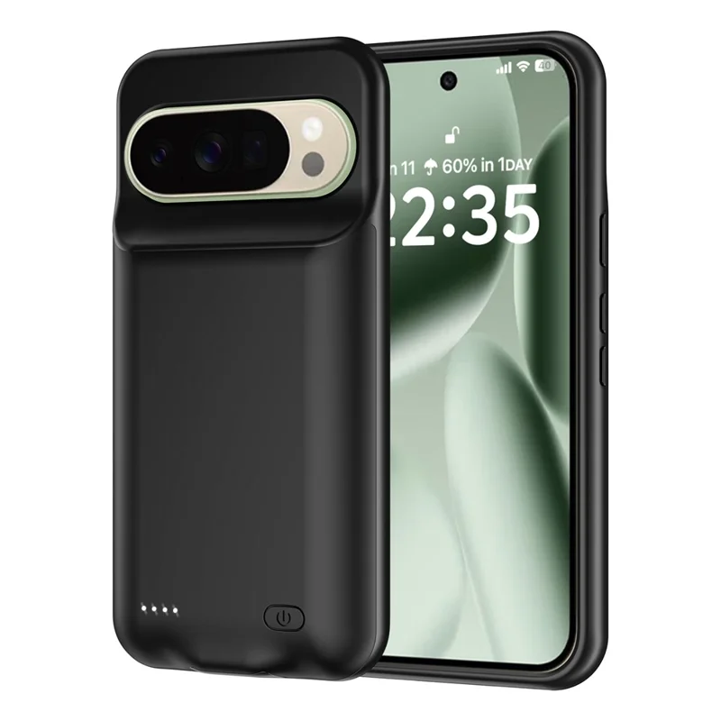 Custodia caricabatterie per telefono Google Pixel 9 / 9 Pro, bordo in TPU morbido, 6000mAh, copertura protettiva posteriore