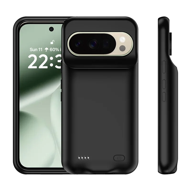 Custodia caricabatterie per telefono Google Pixel 9 / 9 Pro, bordo in TPU morbido, 6000mAh, copertura protettiva posteriore